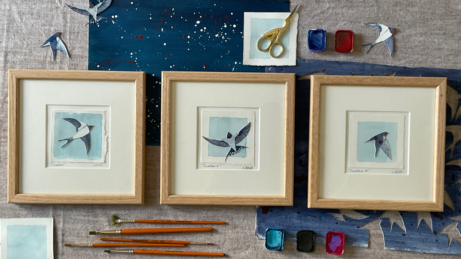 Collage images in three frames