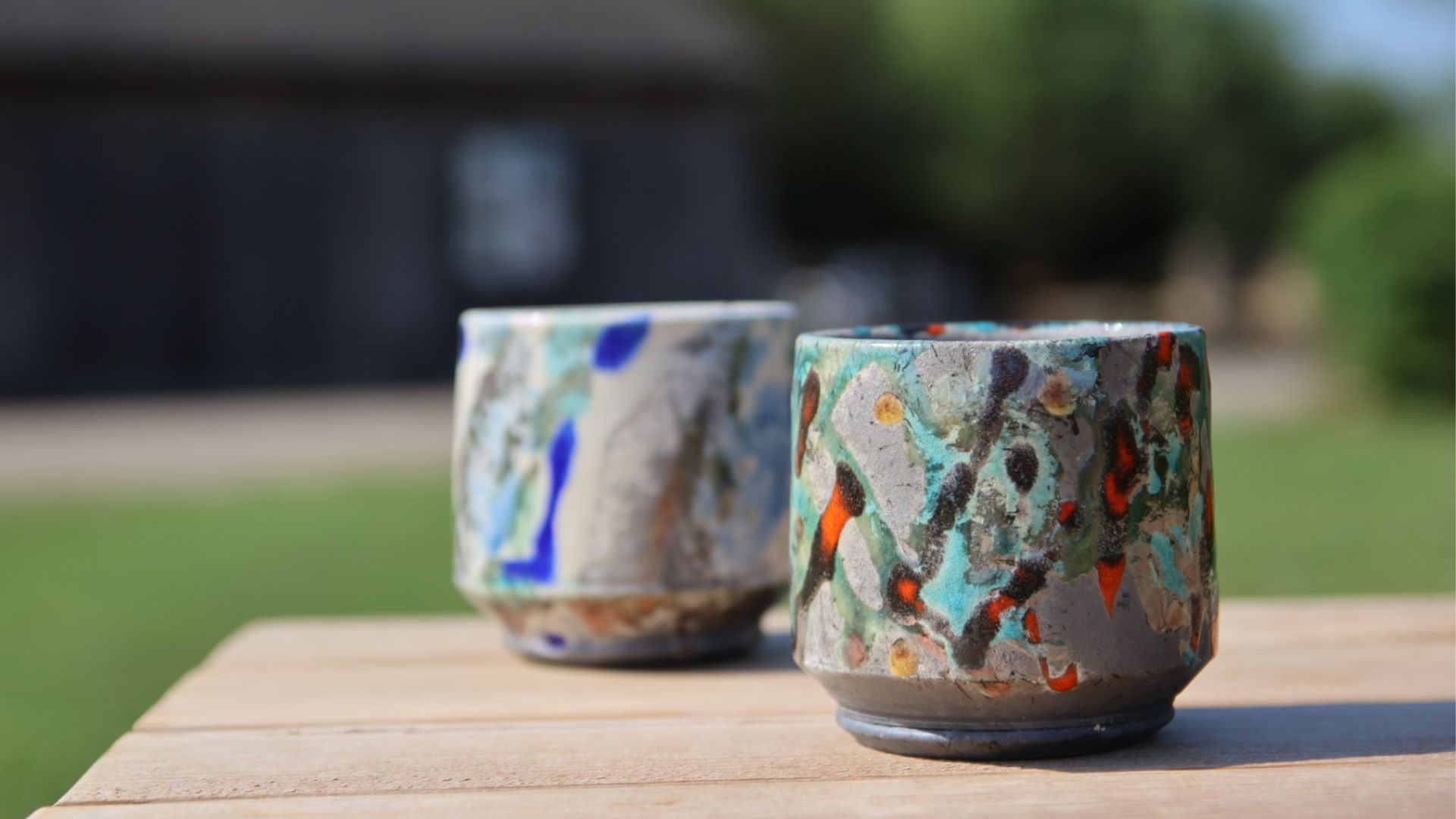 Vibrant Raku Tea Bowl from workshop