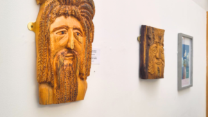 Photograph of wooden sculpture for art exhbition